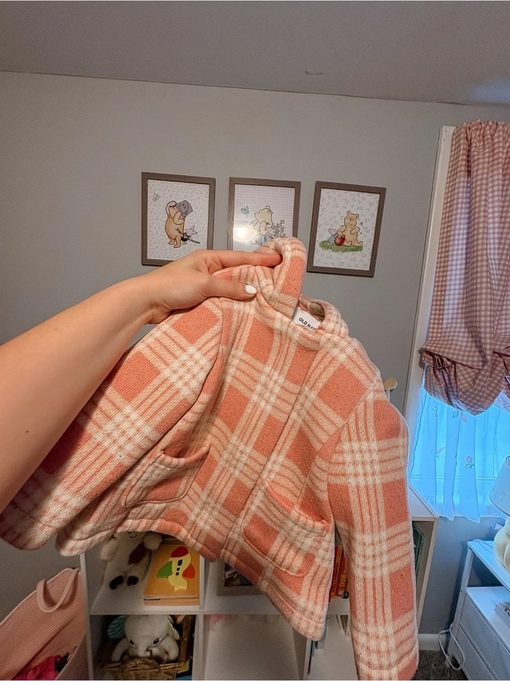 Old Navy Pink Plaid Lined Hooded Jacket